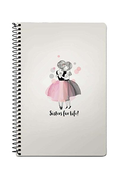 Stylizedd دفتر "أخوات من أجل الحياة" حلزوني A5، رمادي/وردي/أسود