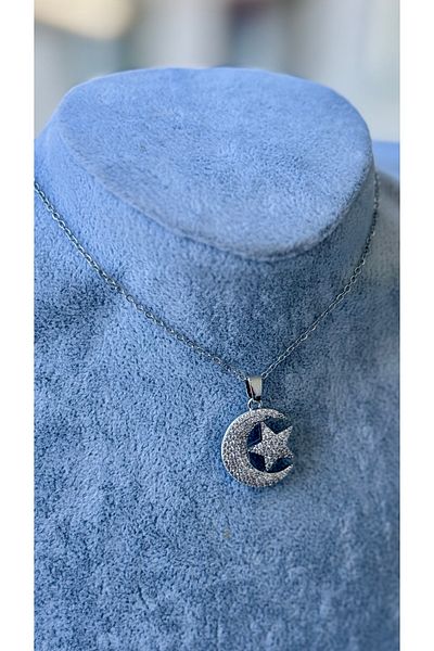 İNN JEWELLERY Steel Necklace Tarnish-Free Moon-Star Figured (2 Years Importer Guaranteed)