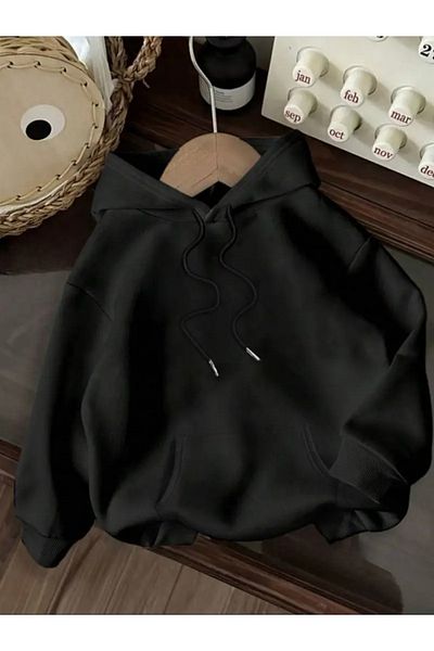 FUFLUNS Star Printed Oversize Unisex Hooded Sweatshirt