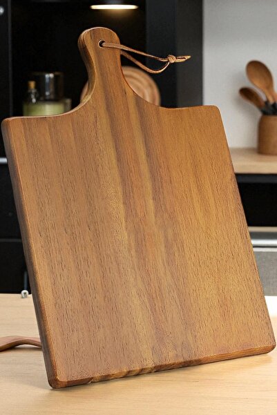 OK Wood Doğal Rustik Ahşap Kesme Tahtası – Saplı, Çift Yüzeyli, Servis ve Sun...