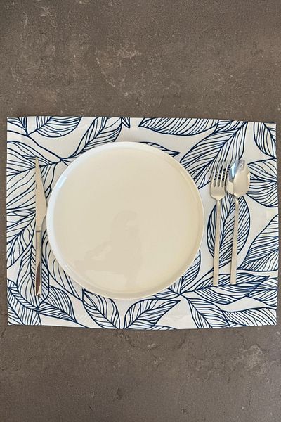 ASDİVA Vireo Leaf Pattern 1 Piece American Service - Blue/White 45X35