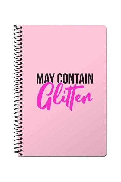 Stylizedd دفتر ملاحظات حلزوني مطبوع عليه بريق مقاس A5 باللون الوردي/الأسود