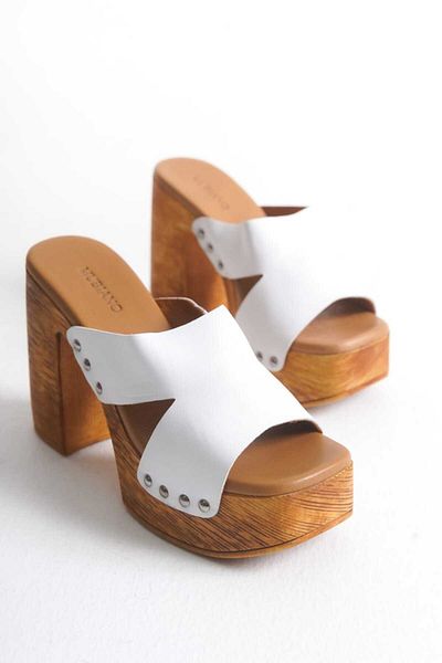 ERNİLA Genuine Leather Women's Takunya Slippers