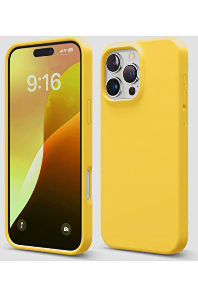 GtTech Apple iPhone 16 Kılıf Kadife Lansman Soft Yumuşak Silikon Kamera Korumalı Kapak Sarı
