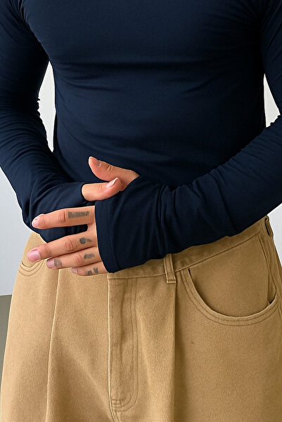 Tarz Cool Ανδρικό μπλουζάκι Navy Blue μακρυμάνικο Basic