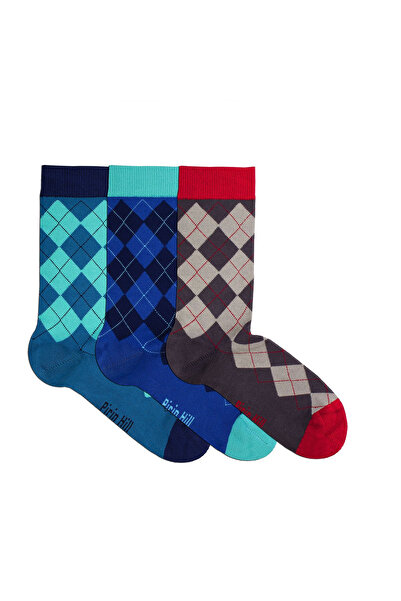 Pirin Hill Sosete bambus COMFORT FEET Argyle Box 3buc. Petrol Blue Anthracite
