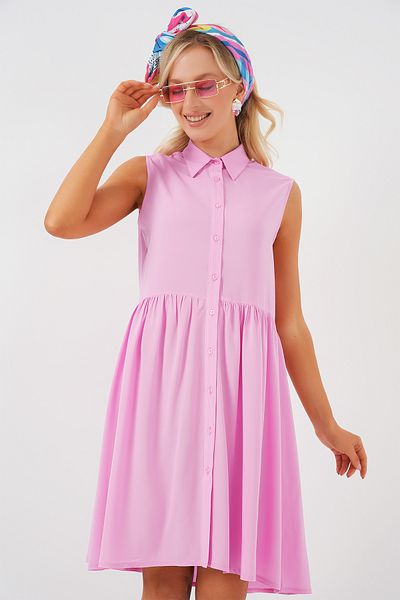 Merterium Women's Zero Sleeve Midi Dress Pink 1182