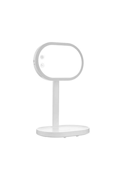 divendi-ro Oval Makeup Mirror, with 56 LED Bulbs and Bluetooth, 23x29cm, white