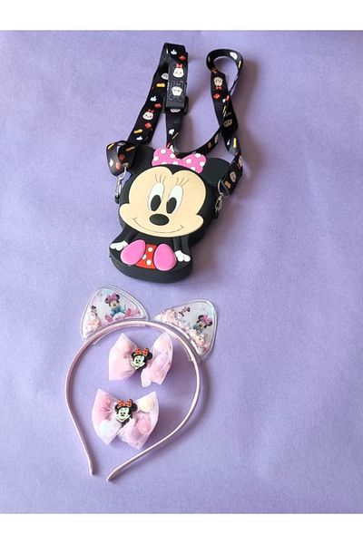 Mickey Mouse Female Child Luxury Miki Set 1 Silicone Bag Buckle Crown Cute Figure