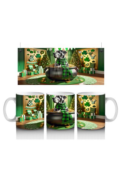 Luluyen Dog with Hat and Golden Bowl – Printed Coffee Mug