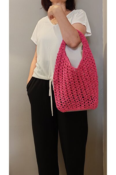 MSM Hasır Çanta, El örgüsü Çanta, Plaj Çantası, Omuz Çantası, Kağıt İpten Çan...