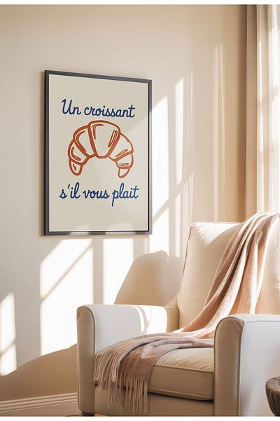 21mxm Unframed Kitchen Wall Art - Un Croissant S'il Vous Plait Poster A3