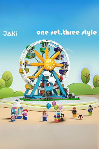 welcomein Sissi'nin Eğlence Parkı 1107 Parça 3in1 Blok Set Dönme Dolap Salıncak Alanı ve Çarpışan Araba Jaki