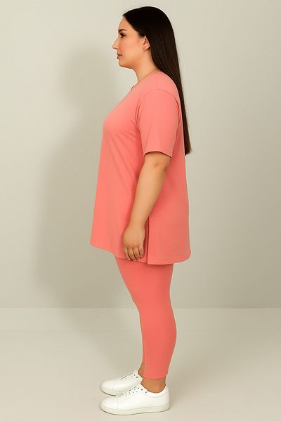 Koza Butik Women's Plus Size Short Sleeve Leggings Suit 8210-25