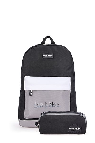Pierre Cardin 1005-3006 School Bag with Pen Holder Waterproof Multi-Compartment Black
