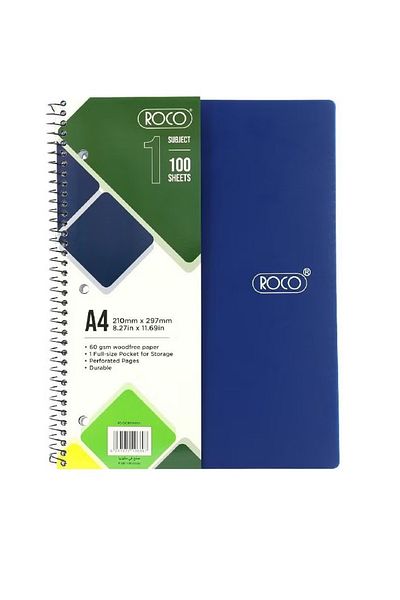 Roco Neon Notebook A4 – 100 Sheets, Lined, Royal Blue