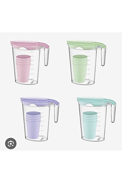 Irak PLASTİK PINAR SÜRAHİ + 4 BARDAK - ASORTİLİ