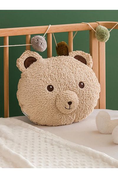 LC Waikiki Lcw Home Beige Teddy Bear Figured Filled Plush Baby Throw Pillow 32 cm