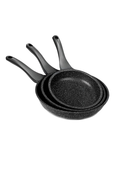 Dekorasyaa طقم مقلاة جرانيت 3 قطع رمادي - 20 سم - 24 سم - 28 سم