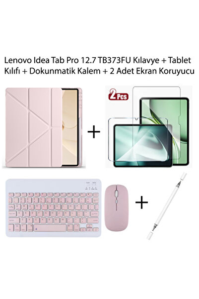 Yesnıce Lenovo Idea Tab Pro 12.7 TB373FU Uyumlu Standlı Kılıf Ve Dokunmatik Kalem Ve Klavye ve Mouse
