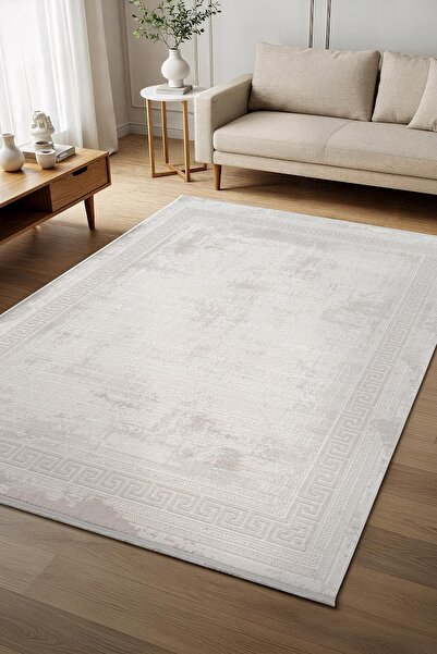 Cotto Home Cotto Cool CL004G Klasik Desen Akrilik Krem Halı Pamuk Taban Salon...