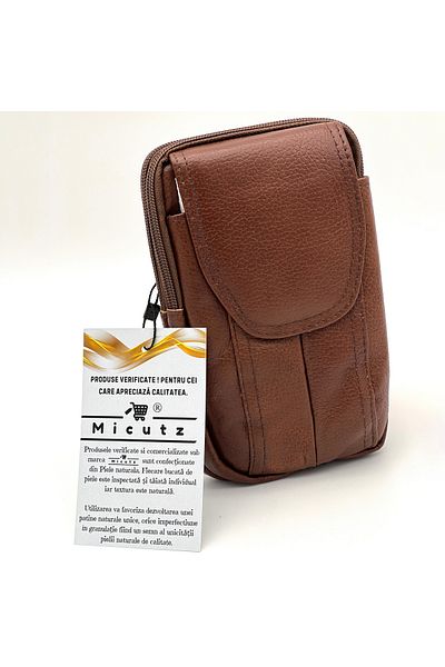 Micutz Coffee Belt Bag with Phone Compartment, Micutz®, Leather, 19 x 11 x 4.5 cm