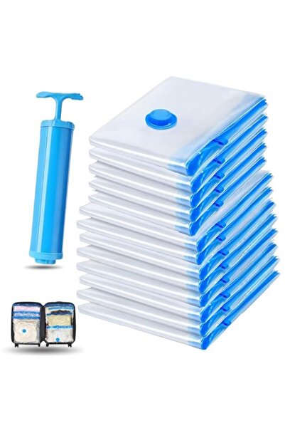 Generic أكياس تخزين مفرغة من الهواء مع مضخة يدوية، 12 قطعة من أكياس ضغط السفر...