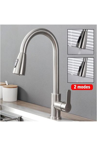 SKY TOUCH SKY-TOUCH Kitchen Faucet Mixer with Pull Down Sprayer, 3 Spray Mode Kitchen Faucet, Stainless Steel