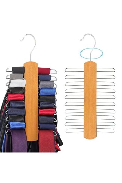Generic NALACAL 2 Piece Wooden Tie Hanger, Swivel Tie Racks, Tie Belt Rack, w...