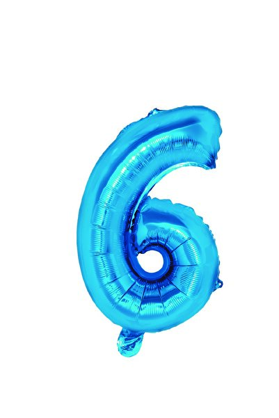 SDX Market Balon folie metalizată albastră, Mirific Party, numărul 6, 40 cm