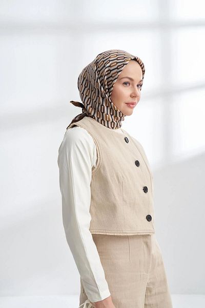 ARMANDA Camel Twill Silk Scarf 4304