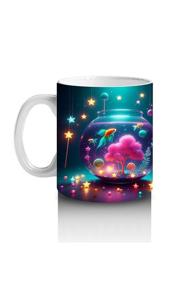 Luluyen Sparkling Colorful Fish Aquarium Patterned Mug Cup That Makes Children Love Milk