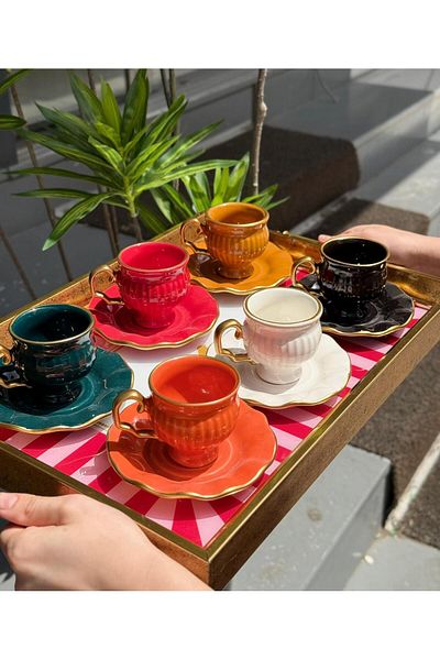 Onedekor Set of 6 Royal Kruvas Coffee Cups Colorful