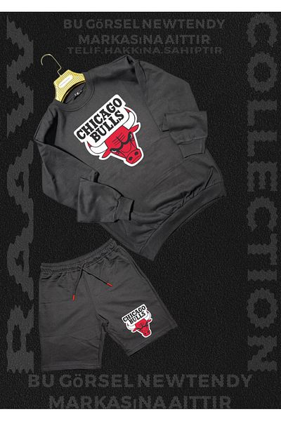 Minikelya Chigago Bulls Print Crew Neck Combed Cotton Shorts Cotton Bottom Top Fan Set