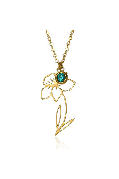 Eva Grace Colier Tricia C3, auriu, cu zirconiu, din oțel inoxidabil, cu panda...