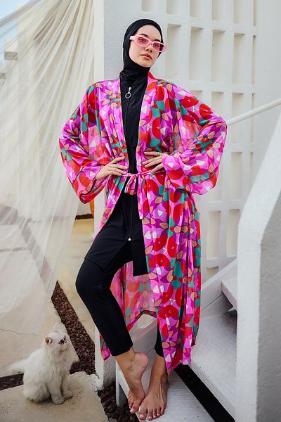 Remsa Mayo Remsa Single Kaftan Kimono Pareo on Hijab Swimsuit Pink03 Rp024 Colorpare