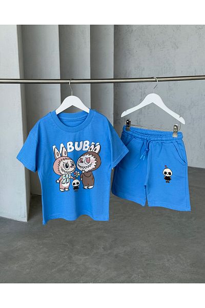 KAPROLLI Labubu Twin Unisex Girls Boyskids T-Shirt Shorts Set Printed Pattern Washable Bottom Top Set