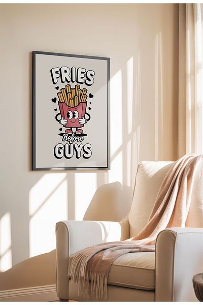 21mxm Unframed Kitchen Wall Art - Fries Before Guys Poster A3