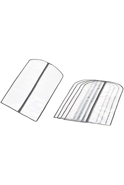 Generic حقيبة تخزين الملابس بسحاب من أمازون بيسكس، عبوة من 5 قطع، لون أبيض