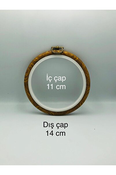 DUCK HOBY Ahşap Görünümlü Plastik Yuvarlak Pano Nakış Kasnak, Nakış Kasnağı, İç Çap 11 cm Dış çap 14 cm