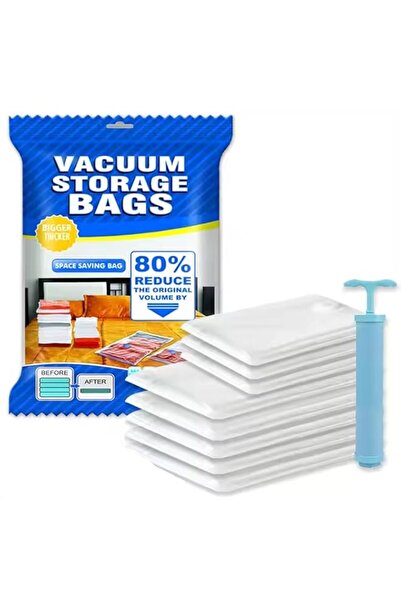 Generic مجموعة من 5 أكياس تخزين مفرغة للسفر مع مضخة شفط يدوية - حقائب موفرة ل...