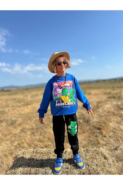 YİGİT BUTİK Printed Long Sleeve Boys Bottom Top Set