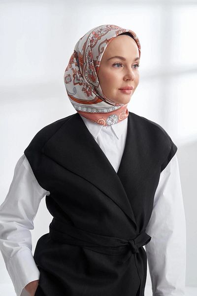 ARMANDA Copper Twill Silk Scarf 4321