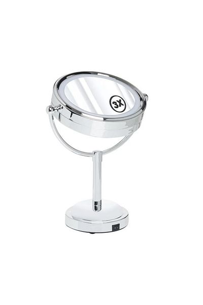 divendi-ro Double Mirror with Magnifier, 10 LED bulbs, USB, 360 rotation, 4.5 W, gray