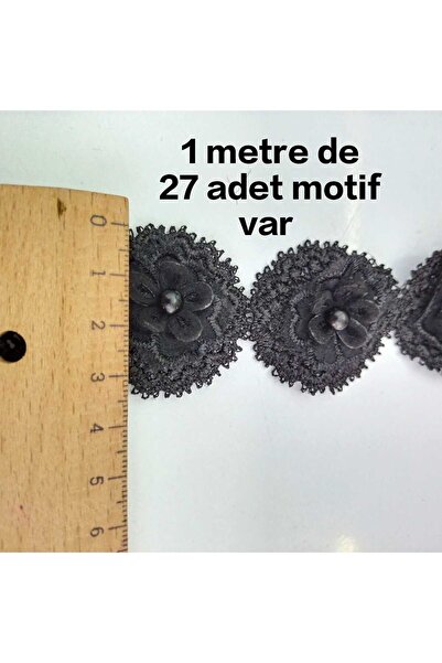 KARAASLAN 1 metre siyah bocuklu şerit-dantel-aplik-arma