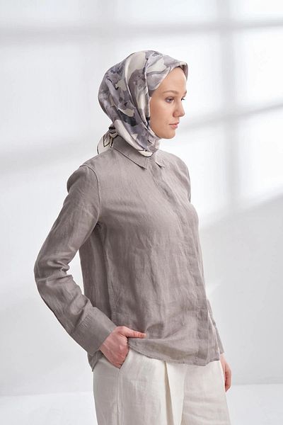 ARMANDA Smoke Twill Silk Scarf 4305