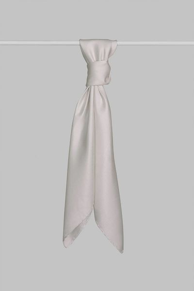 ARMANDA Off White Plain Twill Silk Scarf 4445