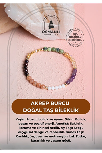 OSMANLI DOĞAL TAŞ Sertifikalı Akrep Burcu Doğal Taş Bileklik