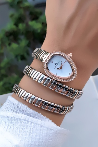 Daniel Klein Yeni Yılan Model Rose Gümüş Renk Çelik Kordon Kadın Kol Saati Garantili 3 ATM Su Geçirmezlik DKY82C3