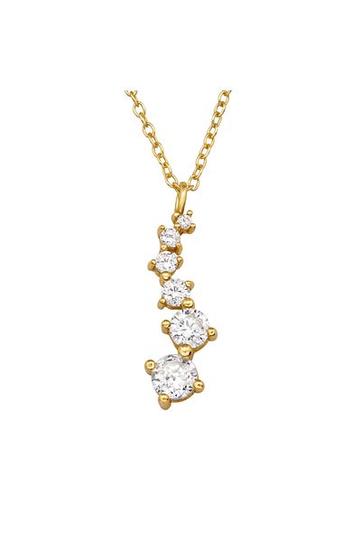 Eva Grace Colier argint Nadia, placat cu aur 24K, cu pandantiv lung cu zirconiu